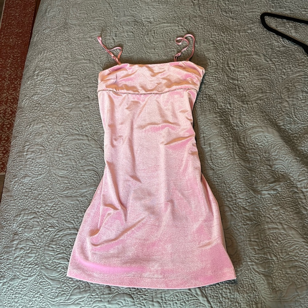 Pink velvet dress